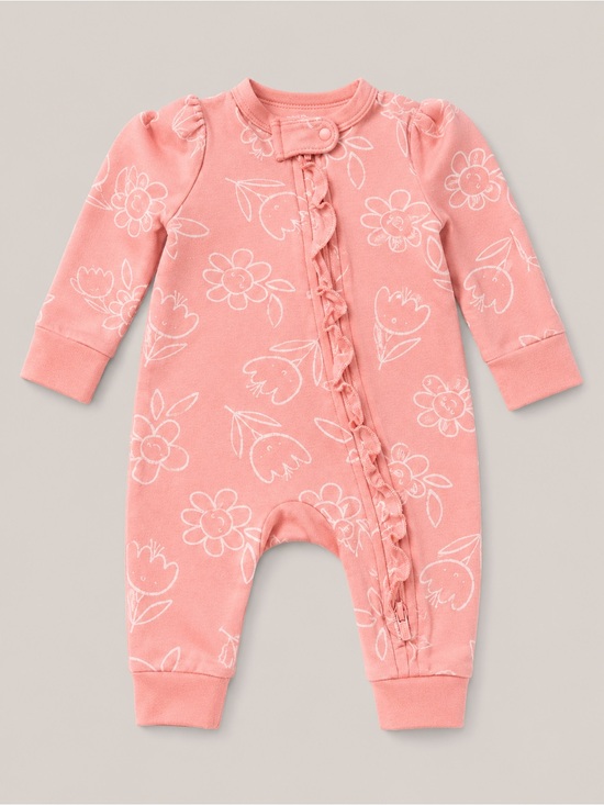 Huggies Other - Huggies Hugwear - Double Zipper Sleeper - Flower Print w/ Ruffle (Cotton) - 3M